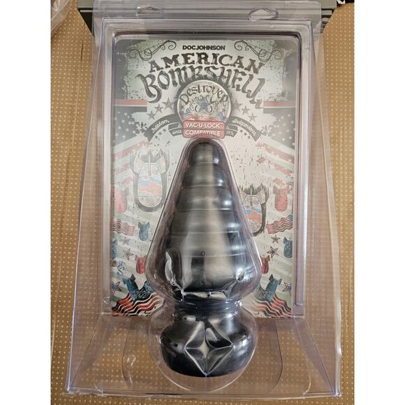Doc Johnson American Bombshell - Destroyer - Gun Metal Grey - Thick Ribbed Desig - Picture 1 of 7